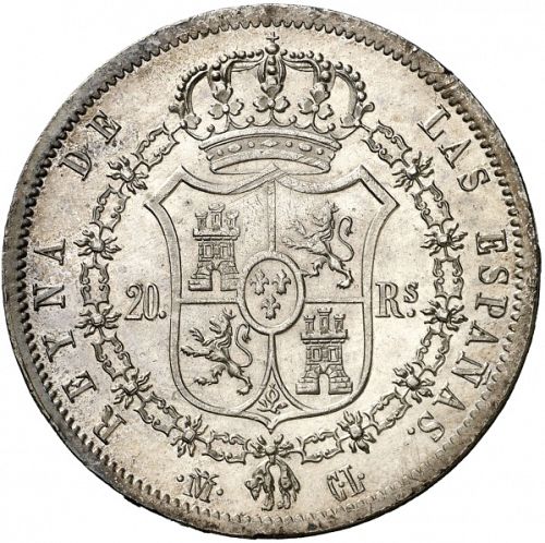 20 Reales Reverse Image minted in SPAIN in 1839CL (1833-48  -  ISABEL II)  - The Coin Database