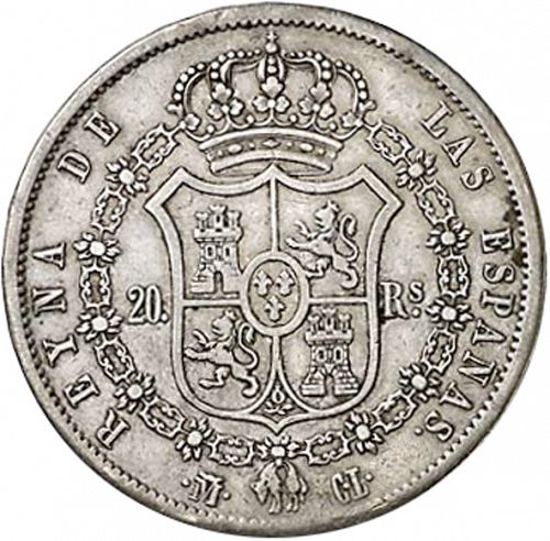 20 Reales Reverse Image minted in SPAIN in 1840CL (1833-48  -  ISABEL II)  - The Coin Database