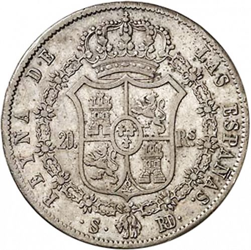 20 Reales Reverse Image minted in SPAIN in 1842RD (1833-48  -  ISABEL II)  - The Coin Database