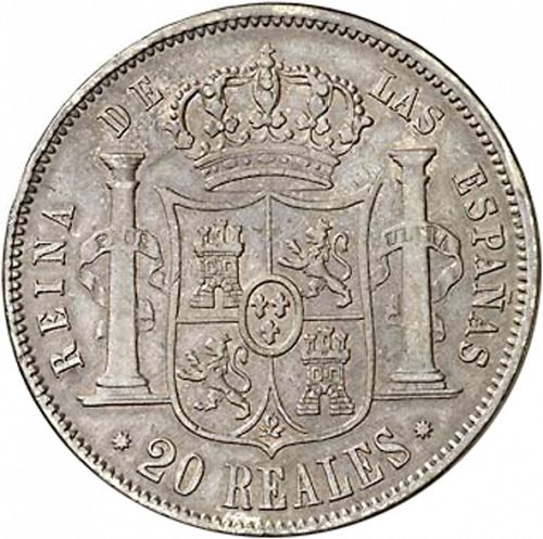 20 Reales Reverse Image minted in SPAIN in 1850 (1849-64  -  ISABEL II - Decimal Coinage)  - The Coin Database
