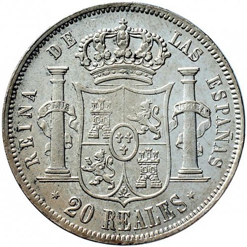 20 Reales Reverse Image minted in SPAIN in 1850 (1849-64  -  ISABEL II - Decimal Coinage)  - The Coin Database