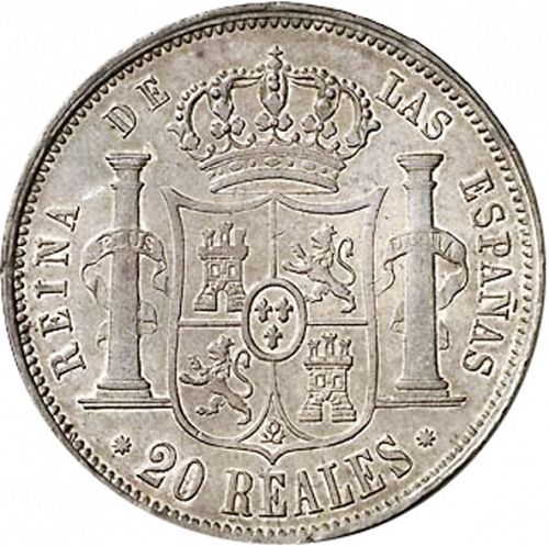 20 Reales Reverse Image minted in SPAIN in 1851 (1849-64  -  ISABEL II - Decimal Coinage)  - The Coin Database