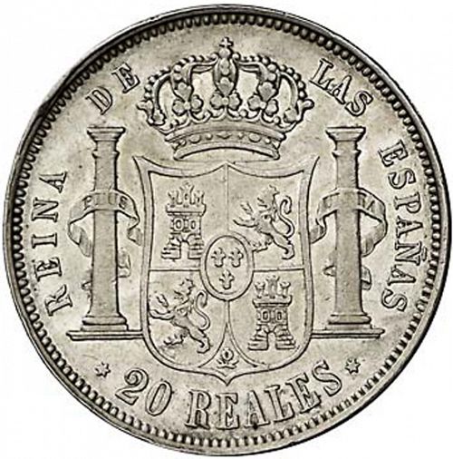 20 Reales Reverse Image minted in SPAIN in 1851 (1849-64  -  ISABEL II - Decimal Coinage)  - The Coin Database