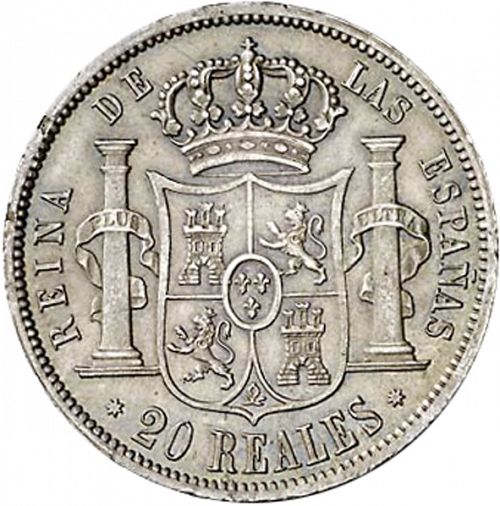 20 Reales Reverse Image minted in SPAIN in 1851 (1849-64  -  ISABEL II - Decimal Coinage)  - The Coin Database