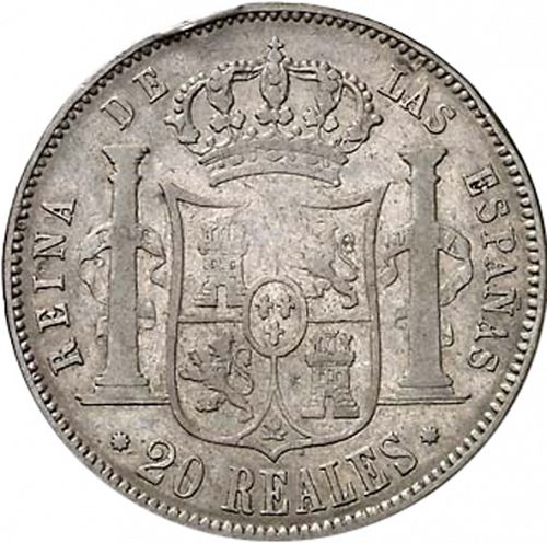 20 Reales Reverse Image minted in SPAIN in 1852 (1849-64  -  ISABEL II - Decimal Coinage)  - The Coin Database