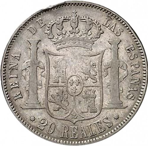 20 Reales Reverse Image minted in SPAIN in 1852 (1849-64  -  ISABEL II - Decimal Coinage)  - The Coin Database