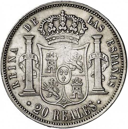 20 Reales Reverse Image minted in SPAIN in 1852 (1849-64  -  ISABEL II - Decimal Coinage)  - The Coin Database