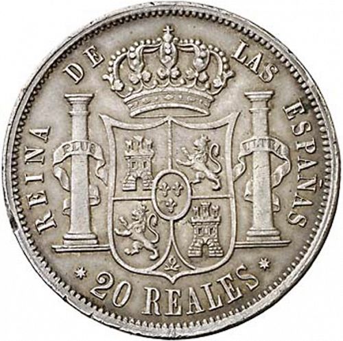 20 Reales Reverse Image minted in SPAIN in 1852 (1849-64  -  ISABEL II - Decimal Coinage)  - The Coin Database
