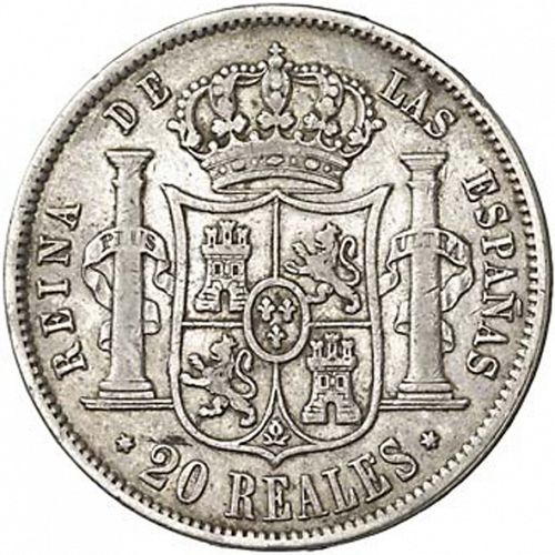 20 Reales Reverse Image minted in SPAIN in 1856 (1849-64  -  ISABEL II - Decimal Coinage)  - The Coin Database