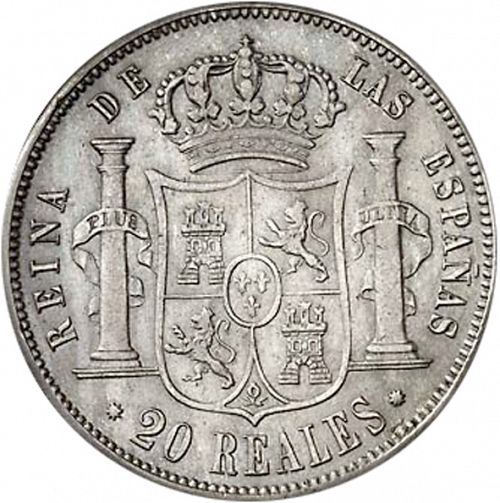 20 Reales Reverse Image minted in SPAIN in 1859 (1849-64  -  ISABEL II - Decimal Coinage)  - The Coin Database