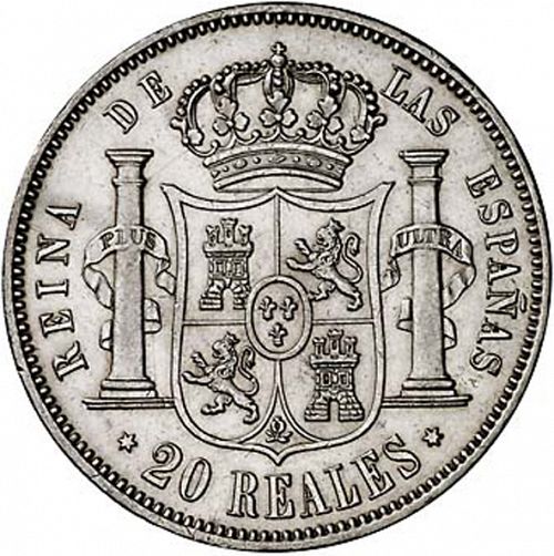 20 Reales Reverse Image minted in SPAIN in 1859 (1849-64  -  ISABEL II - Decimal Coinage)  - The Coin Database