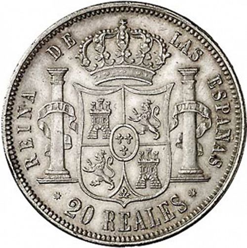 20 Reales Reverse Image minted in SPAIN in 1859 (1849-64  -  ISABEL II - Decimal Coinage)  - The Coin Database