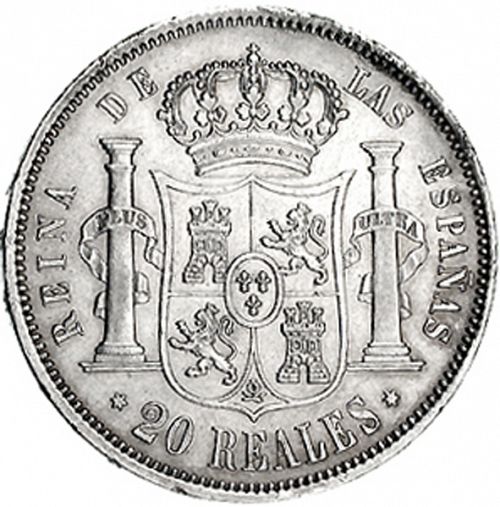 20 Reales Reverse Image minted in SPAIN in 1860 (1849-64  -  ISABEL II - Decimal Coinage)  - The Coin Database
