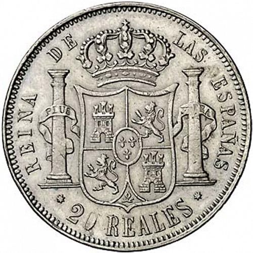 20 Reales Reverse Image minted in SPAIN in 1860 (1849-64  -  ISABEL II - Decimal Coinage)  - The Coin Database