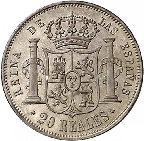 20 Reales Reverse Image minted in SPAIN in 1861 (1849-64  -  ISABEL II - Decimal Coinage)  - The Coin Database