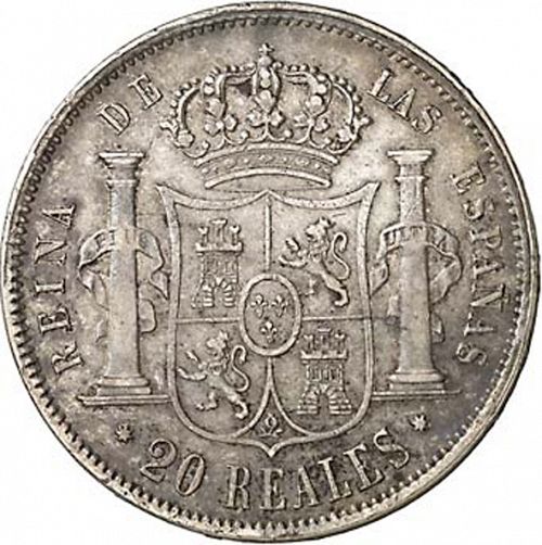 20 Reales Reverse Image minted in SPAIN in 1861 (1849-64  -  ISABEL II - Decimal Coinage)  - The Coin Database