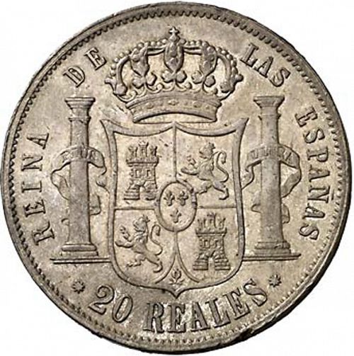 20 Reales Reverse Image minted in SPAIN in 1862 (1849-64  -  ISABEL II - Decimal Coinage)  - The Coin Database
