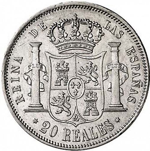 20 Reales Reverse Image minted in SPAIN in 1862 (1849-64  -  ISABEL II - Decimal Coinage)  - The Coin Database