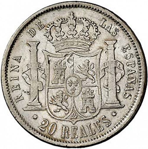 20 Reales Reverse Image minted in SPAIN in 1862 (1849-64  -  ISABEL II - Decimal Coinage)  - The Coin Database