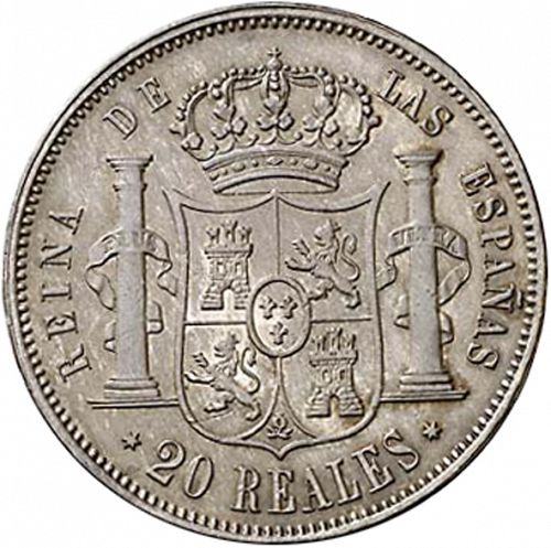 20 Reales Reverse Image minted in SPAIN in 1863 (1849-64  -  ISABEL II - Decimal Coinage)  - The Coin Database