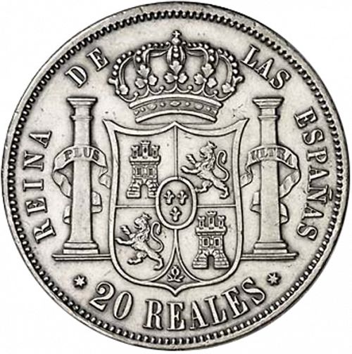 20 Reales Reverse Image minted in SPAIN in 1864 (1849-64  -  ISABEL II - Decimal Coinage)  - The Coin Database