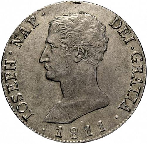 20 Reales Obverse Image minted in SPAIN in 1811AI (1808-13  -  JOSE NAPOLEON - Vellon cng.)  - The Coin Database