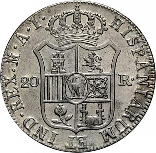 20 Reales Reverse Image minted in SPAIN in 1808AI (1808-13  -  JOSE NAPOLEON - Vellon cng.)  - The Coin Database