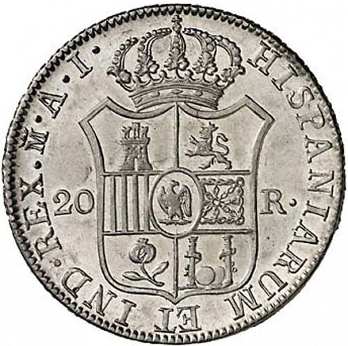 20 Reales Reverse Image minted in SPAIN in 1810AI (1808-13  -  JOSE NAPOLEON - Vellon cng.)  - The Coin Database