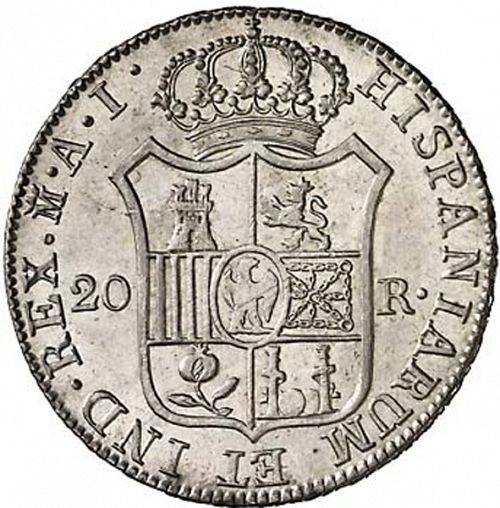 20 Reales Reverse Image minted in SPAIN in 1810AI (1808-13  -  JOSE NAPOLEON - Vellon cng.)  - The Coin Database