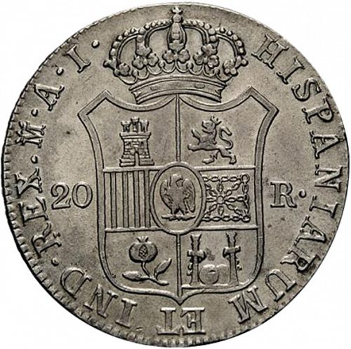 20 Reales Reverse Image minted in SPAIN in 1811AI (1808-13  -  JOSE NAPOLEON - Vellon cng.)  - The Coin Database