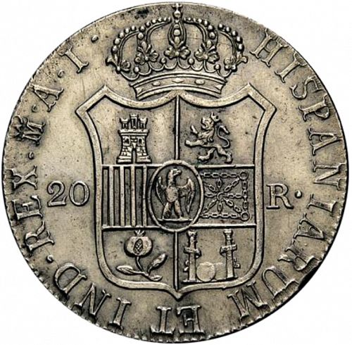 20 Reales Reverse Image minted in SPAIN in 1811AI (1808-13  -  JOSE NAPOLEON - Vellon cng.)  - The Coin Database