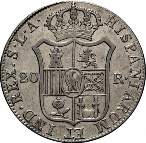 20 Reales Reverse Image minted in SPAIN in 1812LA (1808-13  -  JOSE NAPOLEON - Vellon cng.)  - The Coin Database