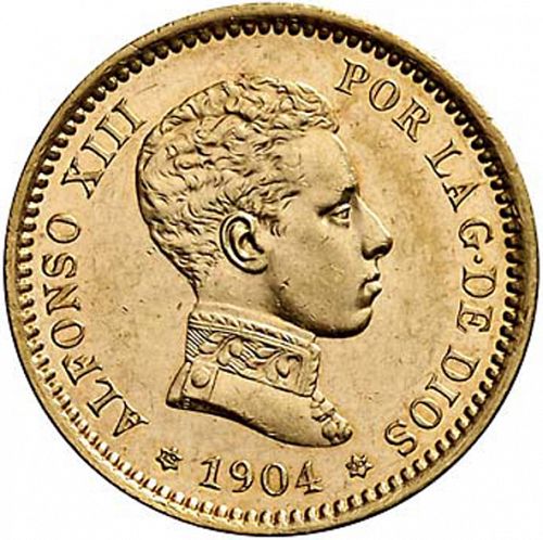 20 Pesetas Obverse Image minted in SPAIN in 1904 / 04 (1886-31  -  ALFONSO XIII)  - The Coin Database