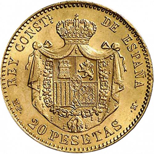 20 Pesetas Reverse Image minted in SPAIN in 1889 / 89 (1886-31  -  ALFONSO XIII)  - The Coin Database
