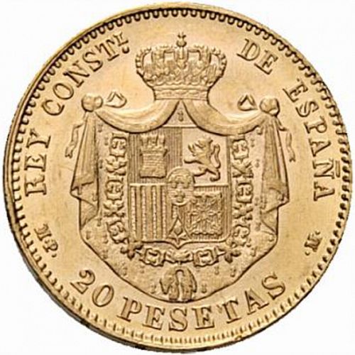 20 Pesetas Reverse Image minted in SPAIN in 1890 / 90 (1886-31  -  ALFONSO XIII)  - The Coin Database