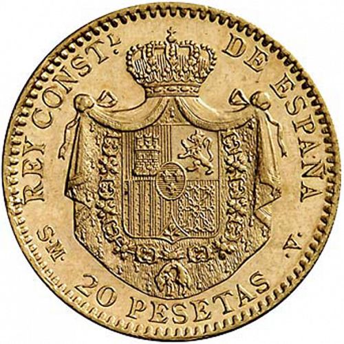 20 Pesetas Reverse Image minted in SPAIN in 1904 / 04 (1886-31  -  ALFONSO XIII)  - The Coin Database
