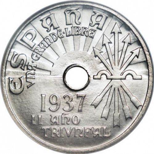 25 Céntimos Obverse Image minted in SPAIN in 1937 (1936-75  -  NATIONALIST GOVERMENT)  - The Coin Database