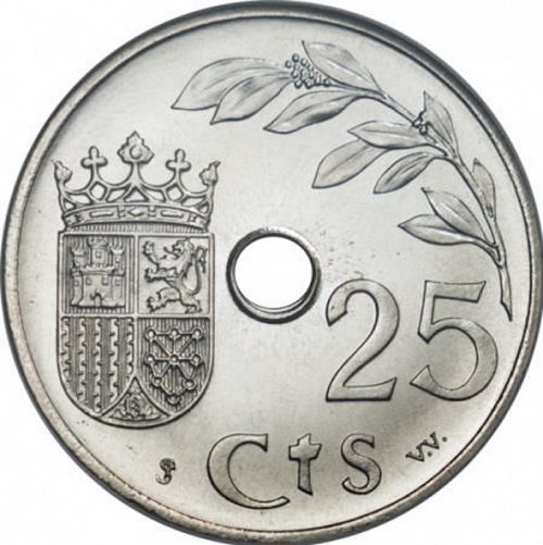 25 Céntimos Reverse Image minted in SPAIN in 1937 (1936-75  -  NATIONALIST GOVERMENT)  - The Coin Database