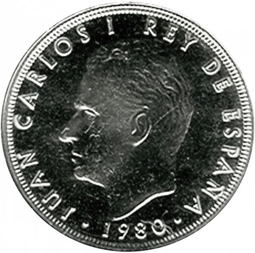 25 Pesetas Obverse Image minted in SPAIN in 1980 / 80 (1975-82  -  JUAN CARLOS I)  - The Coin Database