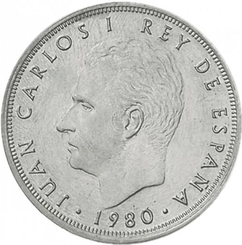 25 Pesetas Obverse Image minted in SPAIN in 1980 / 81 (1975-82  -  JUAN CARLOS I)  - The Coin Database