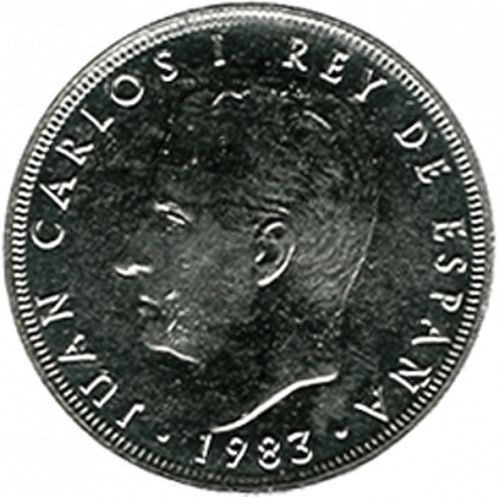 25 Pesetas Obverse Image minted in SPAIN in 1983 (1975-82  -  JUAN CARLOS I)  - The Coin Database
