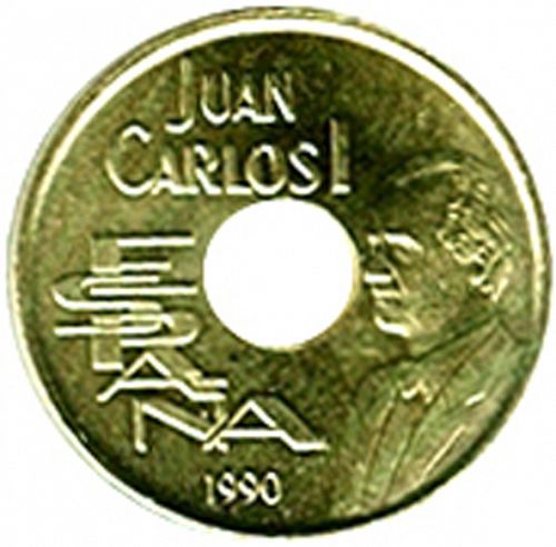 25 Pesetas Obverse Image minted in SPAIN in 1990 (1982-01  -  JUAN CARLOS I - New Design)  - The Coin Database