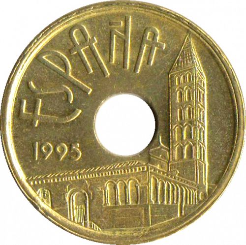 25 Pesetas Obverse Image minted in SPAIN in 1995 (1982-01  -  JUAN CARLOS I - New Design)  - The Coin Database