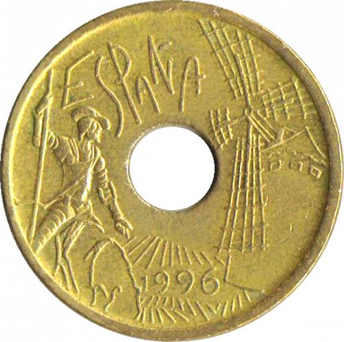 25 Pesetas Obverse Image minted in SPAIN in 1996 (1982-01  -  JUAN CARLOS I - New Design)  - The Coin Database