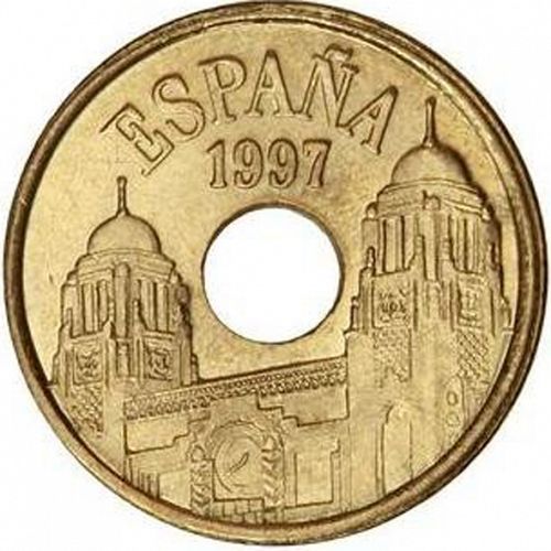 25 Pesetas Obverse Image minted in SPAIN in 1997 (1982-01  -  JUAN CARLOS I - New Design)  - The Coin Database