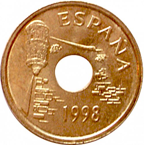 25 Pesetas Obverse Image minted in SPAIN in 1998 (1982-01  -  JUAN CARLOS I - New Design)  - The Coin Database