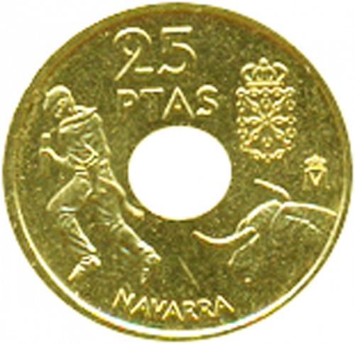 25 Pesetas Obverse Image minted in SPAIN in 1999 (1982-01  -  JUAN CARLOS I - New Design)  - The Coin Database