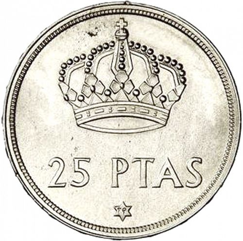 25 Pesetas Reverse Image minted in SPAIN in 1975 / 79 (1975-82  -  JUAN CARLOS I)  - The Coin Database