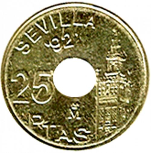 25 Pesetas Reverse Image minted in SPAIN in 1992 (1982-01  -  JUAN CARLOS I - New Design)  - The Coin Database