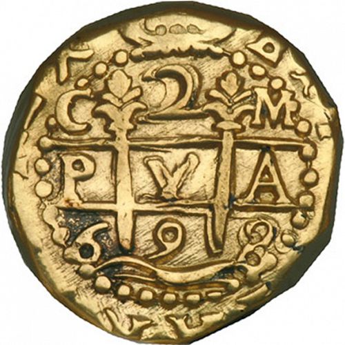 2 Escudos Obverse Image minted in SPAIN in 1698M (1665-00  -  CARLOS II)  - The Coin Database